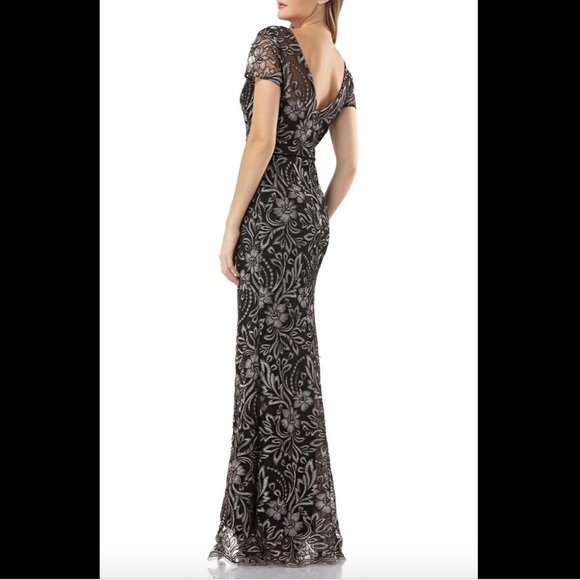 NEW $288 JS Collection Embroidered Trumpet Gown Salmon Black [ SZ 14‎ ] #E528 - Picture 2 of 8
